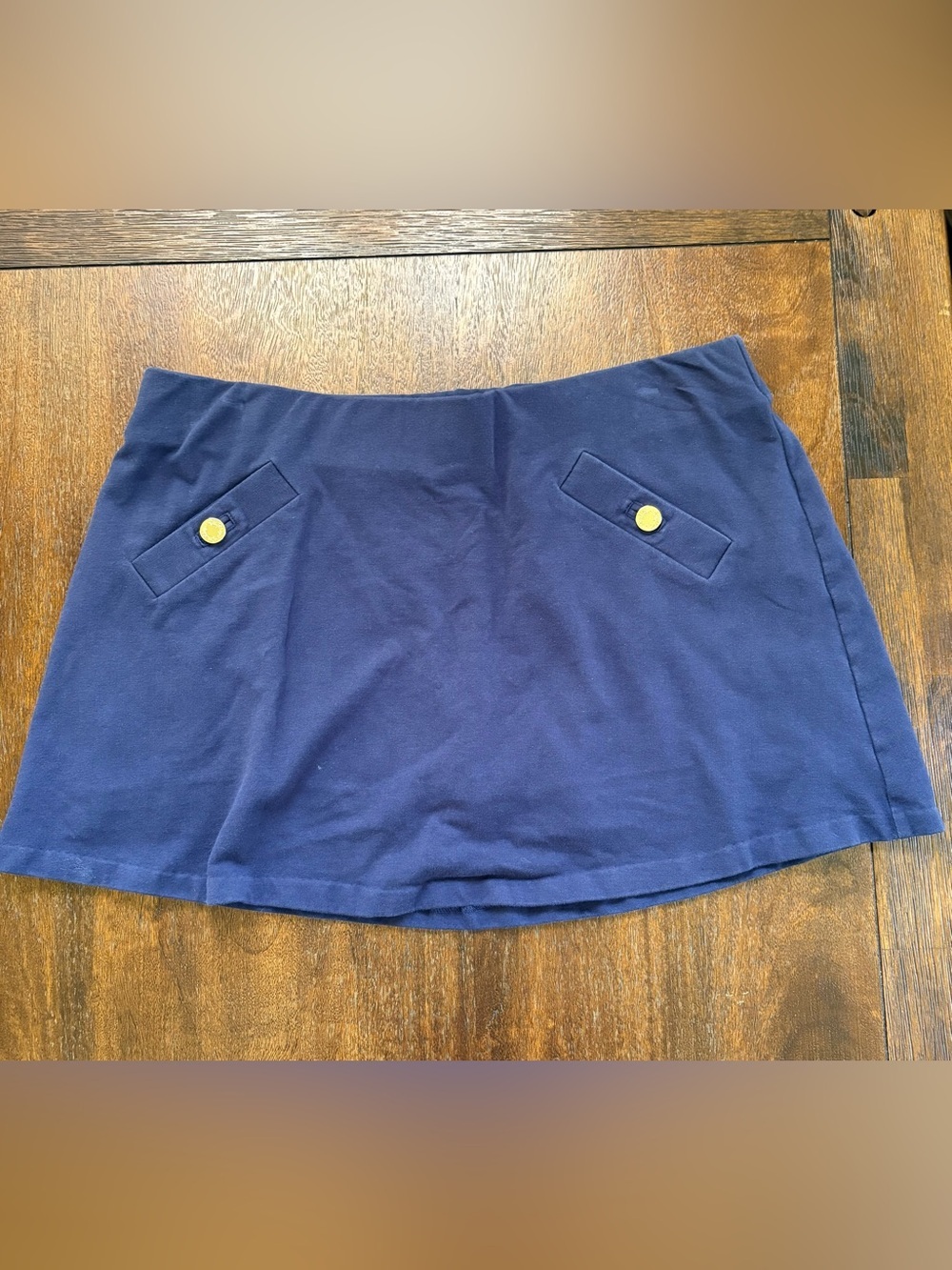 Lilly Pulitzer Madison True Navy Knit Skort - signature gold logo buttons Size L